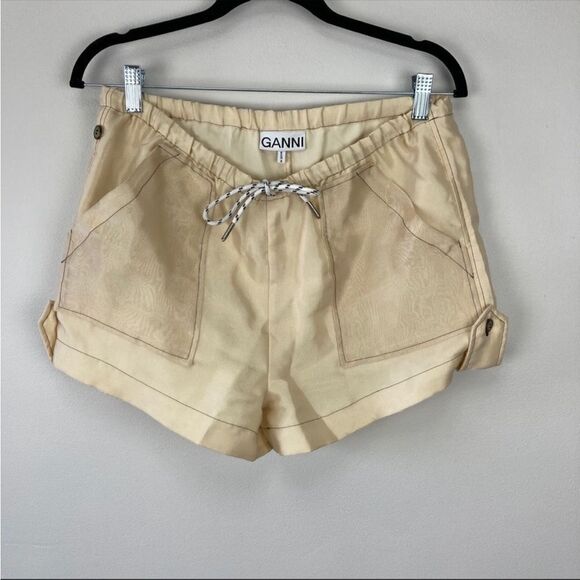 Ganni solid organza delicate fabric shorts size EU40/ US Large, NWT - Picture 5 of 13